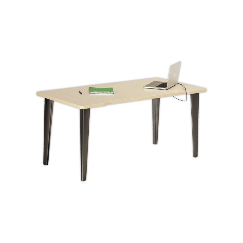 Bureau BORDEAUX 160 x 80 érable - pieds anthracite monté - Vinco Industries