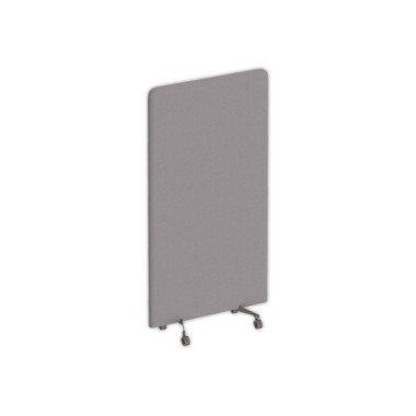 Cloison acoustique tissu gris roulettes argent 190 x 100 cm montée - Shopdeschefs