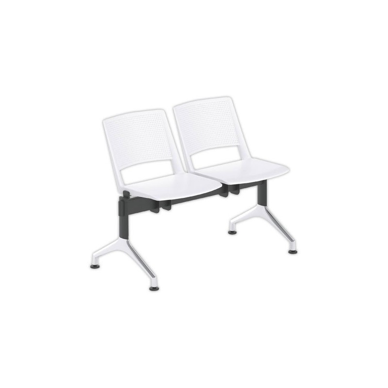 Poutre 2 places sièges blancs TOM structure noire pieds alu sans acc. - Shopdeschefs