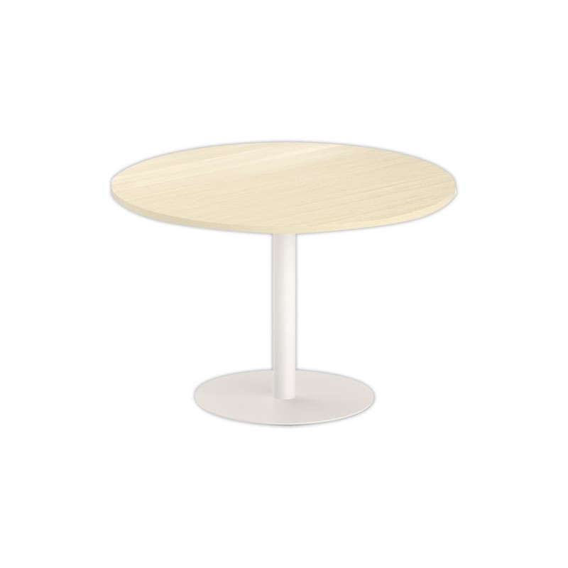 Table ronde diam 116 cm plateau acaciapied tulipe blanc pied tulipe - Shopdeschefs