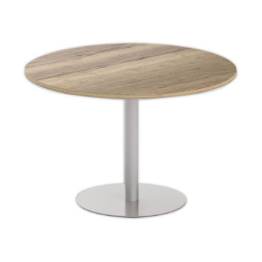 Table ronde diam 116 cm plateau chêne veiné pied argent pied tulipe - Shopdeschefs