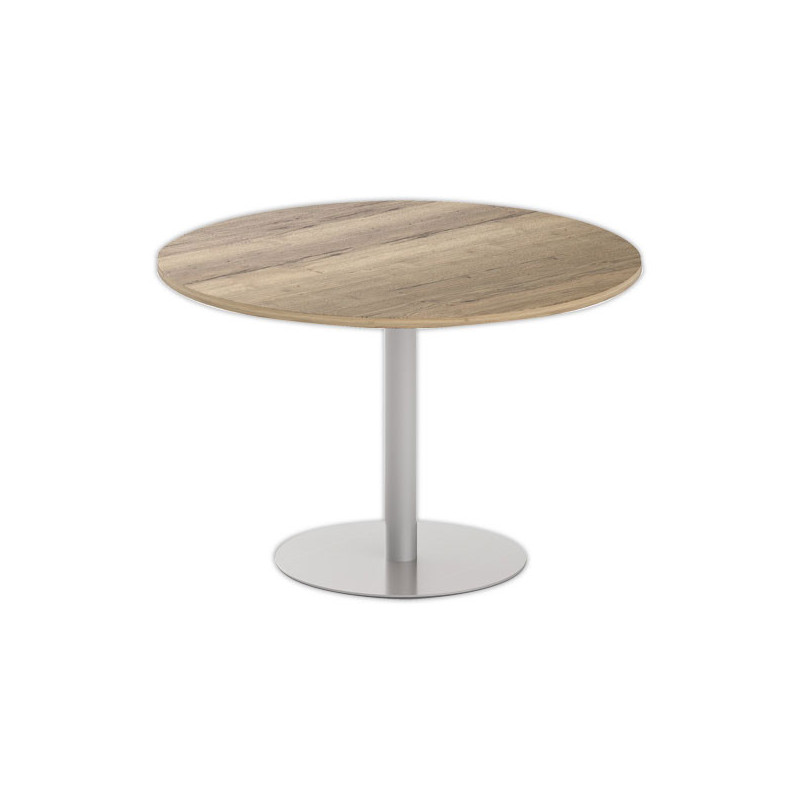 Table ronde diam 116 cm plateau chêne veiné pied argent pied tulipe - Shopdeschefs