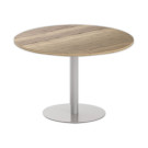 Table ronde diam 116 cm plateau chêne veiné pied argent pied tulipe - Shopdeschefs