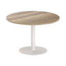 Table ronde diam 116 cm plateau chêne veiné pied tulipe blanc - Shopdeschefs