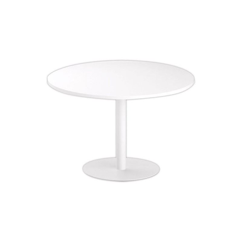 Table ronde diam 116 cm plateau blanc pied blanc pied tulipe - Shopdeschefs