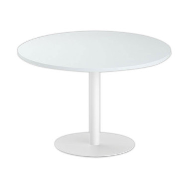 Table ronde diam 116 cm plateau gris pied blanc pied tulipe - Shopdeschefs