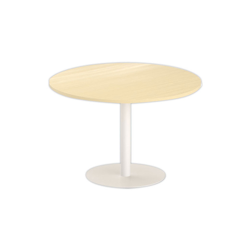 Table ronde diam 116 cm plateau hêtre pied blanc pied tulipe - Shopdeschefs