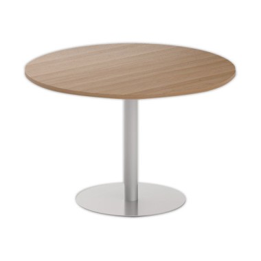 Table ronde diam 116 cm plateau noyer pied argent pied tulipe - Shopdeschefs