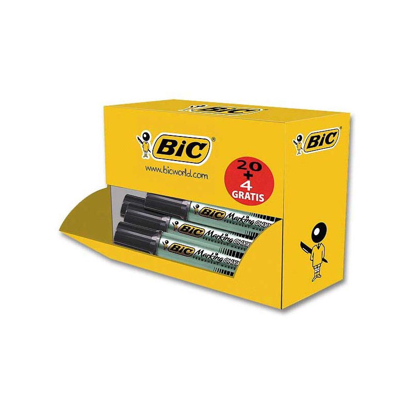 Marqueurs permanent BIC Onyx 1481 - Pointe biseautée - Eco pack x24 - Bic