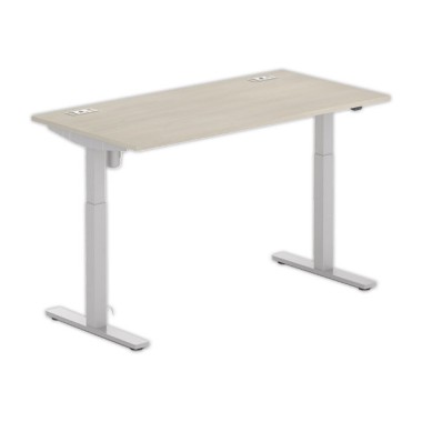 Bureau BERNE électrique 160 x 80 acacia/alu boitier simple - Fiducial Office Solutions