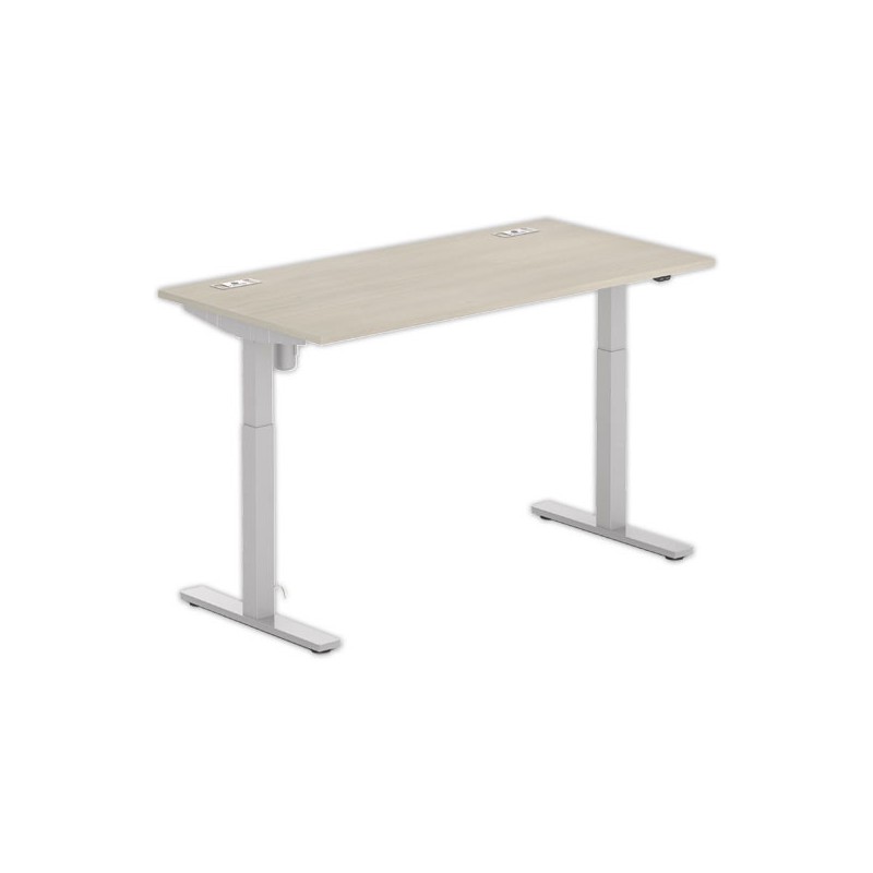 Bureau BERNE électrique 160 x 80 acacia/alu boitier simple - Fiducial Office Solutions