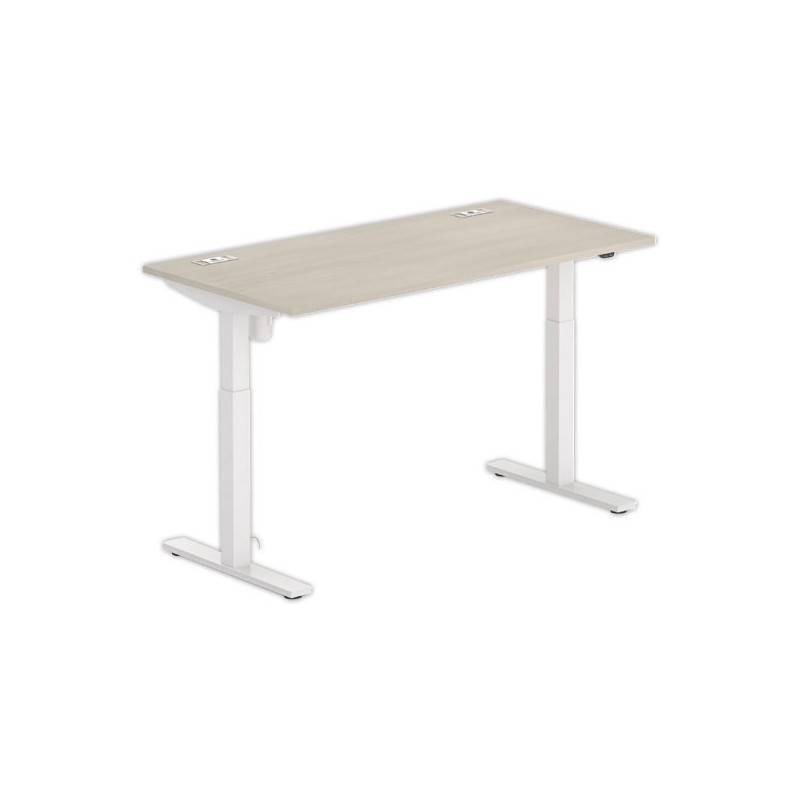 Bureau BERNE électrique 160 x 80 acacia/blanc boitier simple - Fiducial Office Solutions
