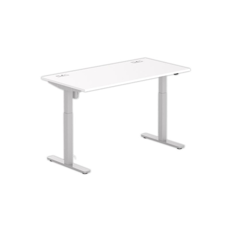 Bureau BERNE électrique 160 x 80 blanc/alu boitier simple - Fiducial Office Solutions