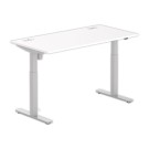 Bureau BERNE électrique 160 x 80 blanc/alu boitier simple - Fiducial Office Solutions