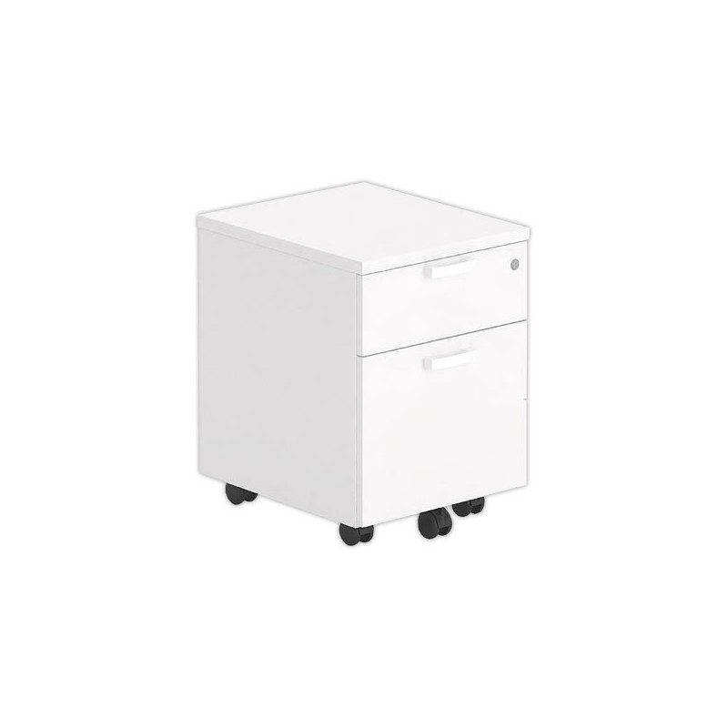 Caisson mobile mélamine blanc 2 tiroirs monté - Shopdeschefs