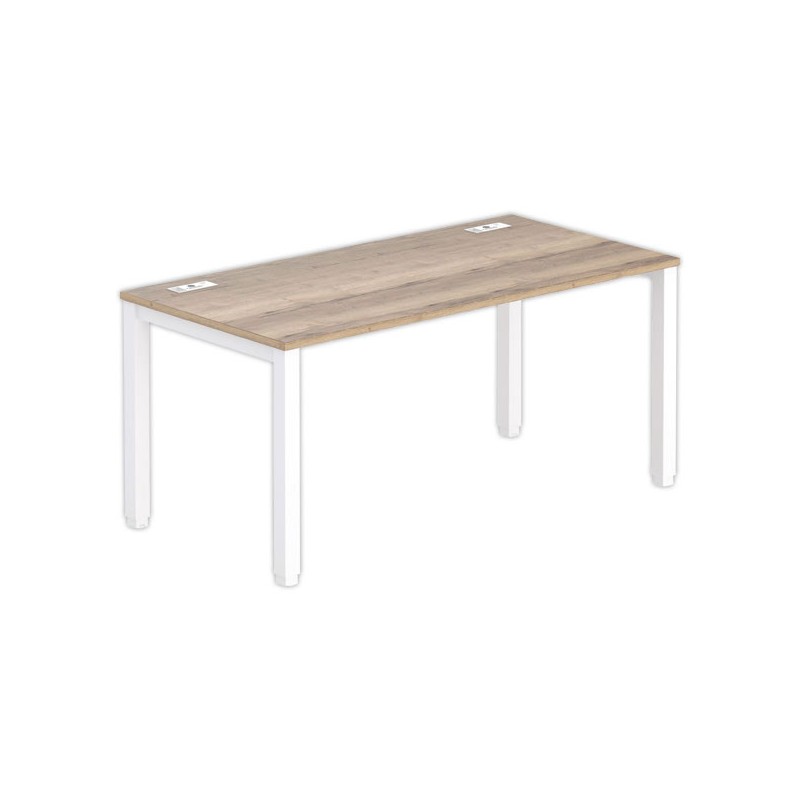 Bureau 160 x 80 chêne veiné - pieds blancs - Fiducial Office Solutions