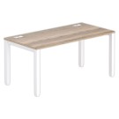 Bureau 160 x 80 chêne veiné - pieds blancs - Fiducial Office Solutions