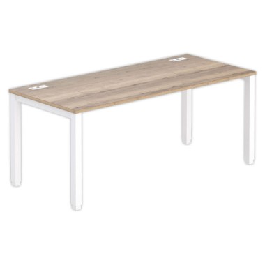 Bureau 180 x 80 chêne veiné - pieds blancs - Fiducial Office Solutions