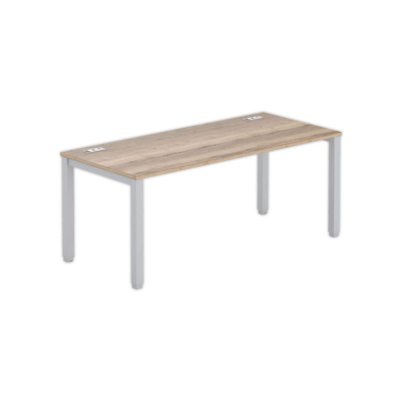 Bureau 180 x 80 chêne veiné - pieds aluminium - Fiducial Office Solutions