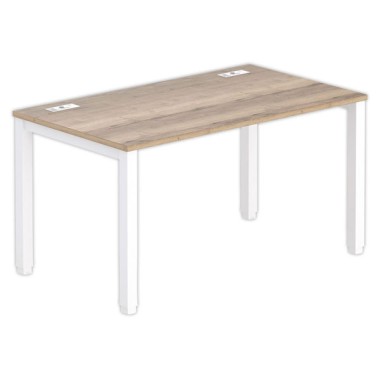 Bureau 140 x 80 chêne veiné - pieds blancs - Fiducial Office Solutions
