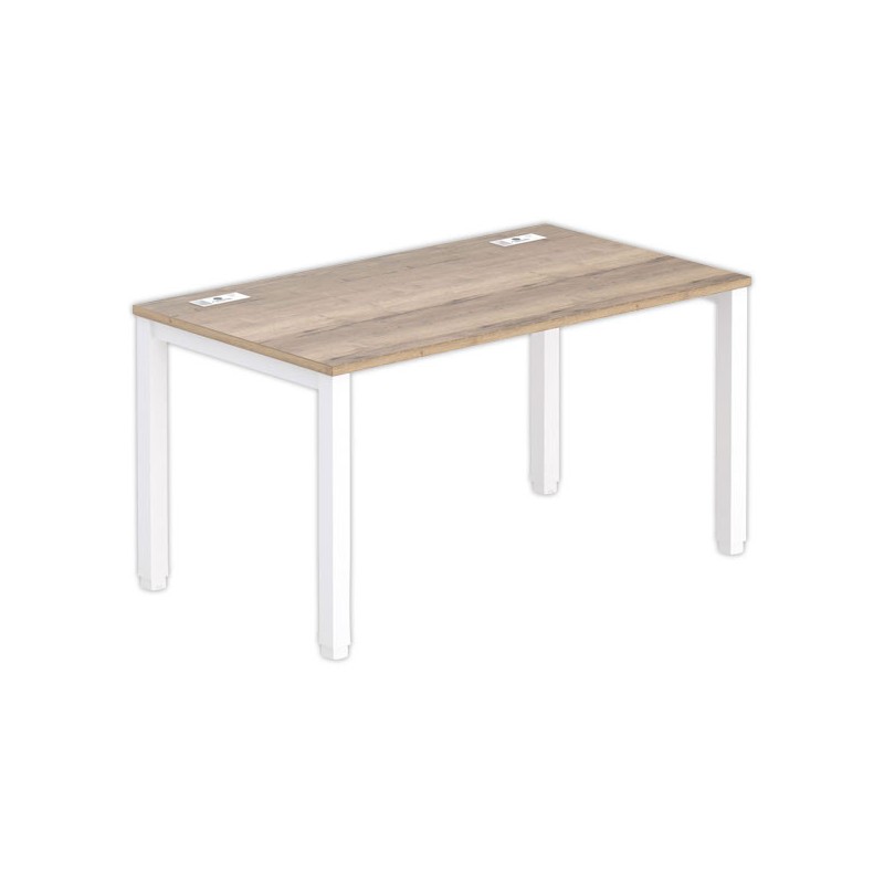Bureau 140 x 80 chêne veiné - pieds blancs - Fiducial Office Solutions