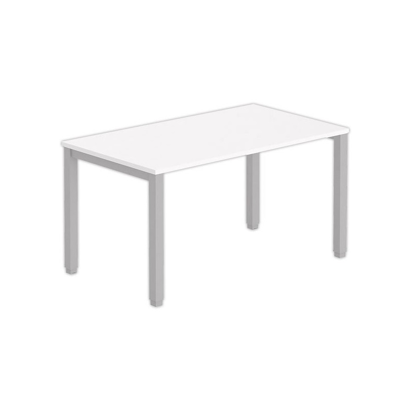 Bureau BRUXELLES 140 x 80 blanc - pieds aluminium - Fiducial Office Solutions