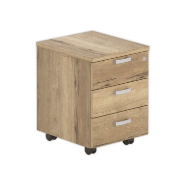 Caisson mobile mélaminé 3 tiroirs plumier Chêne veiné - Shopdeschefs