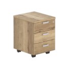 Caisson mobile mélaminé 3 tiroirs plumier Chêne veiné - Shopdeschefs