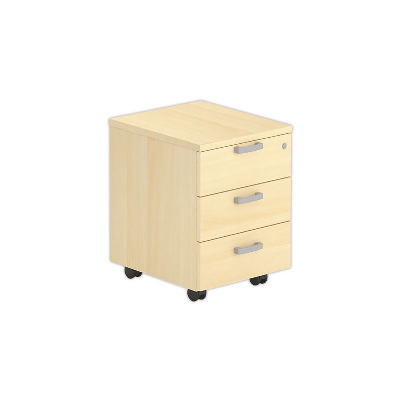 Caisson mobile mélamine hêtre 3 tiroirs - Shopdeschefs