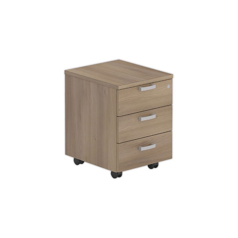 Caisson mobile mélamine noyer 3 tiroirs - Shopdeschefs