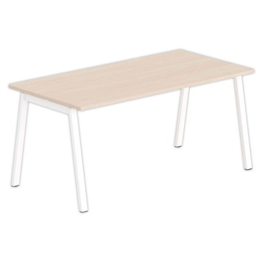 Bureau rectangulaire 160x80 Acacia clair / piét. Blanc BANGKOK - Shopdeschefs