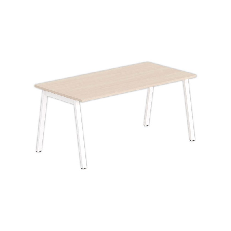 Bureau rectangulaire 160x80 Acacia clair / piét. Blanc BANGKOK - Shopdeschefs