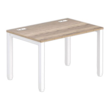Bureau 120 x 80 chêne veiné - pieds blancs - Fiducial Office Solutions