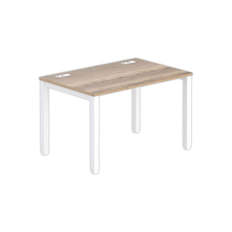 Bureau 120 x 80 chêne veiné - pieds blancs - Fiducial Office Solutions