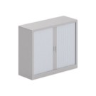 Armoire basse à rideaux 100x120 cm - alu/gris - Shopdeschefs
