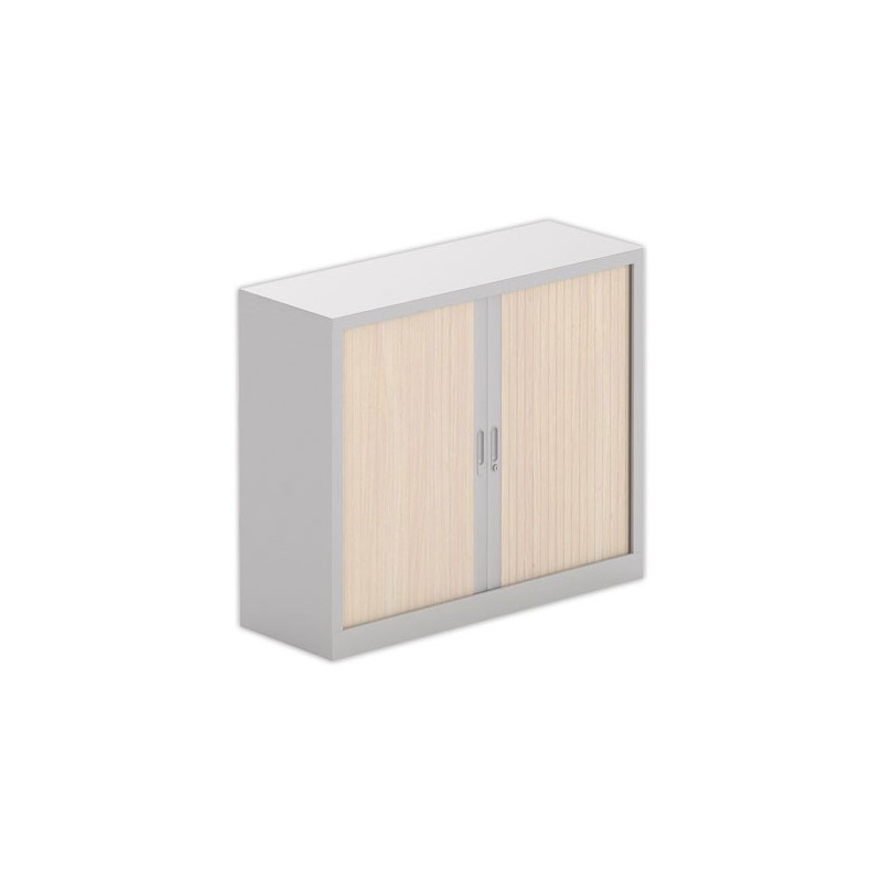 Armoire basse à rideaux 100x120 cm - alu/acacia clair - Shopdeschefs