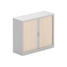 Armoire basse à rideaux 100x120 cm - alu/acacia clair - Shopdeschefs