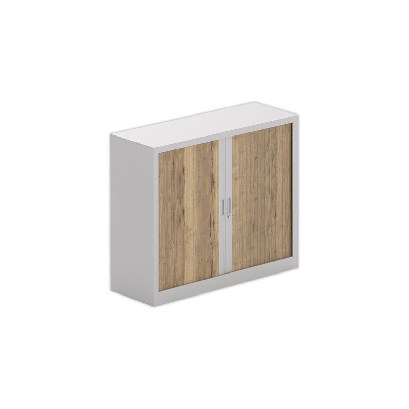 Armoire basse à rideaux 100x120 cm - alu - Chêne veiné - Shopdeschefs