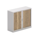Armoire basse à rideaux 100x120 cm - alu - Chêne veiné - Shopdeschefs