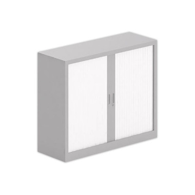Armoire basse à rideaux 100x120 cm - alu/blanc - Shopdeschefs