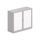 Armoire basse à rideaux 100x120 cm - alu/blanc - Shopdeschefs