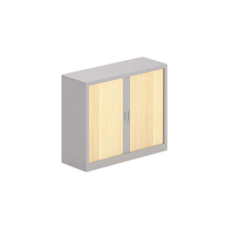 Armoire basse à rideaux 100x120 cm - alu/hêtre - Shopdeschefs