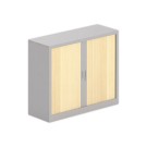 Armoire basse à rideaux 100x120 cm - alu/hêtre - Shopdeschefs