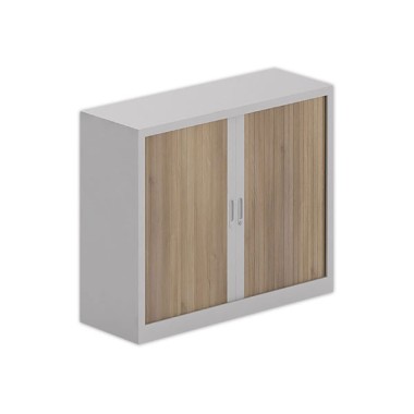 Armoire basse à rideaux 100x120 cm - alu/noyer - Shopdeschefs