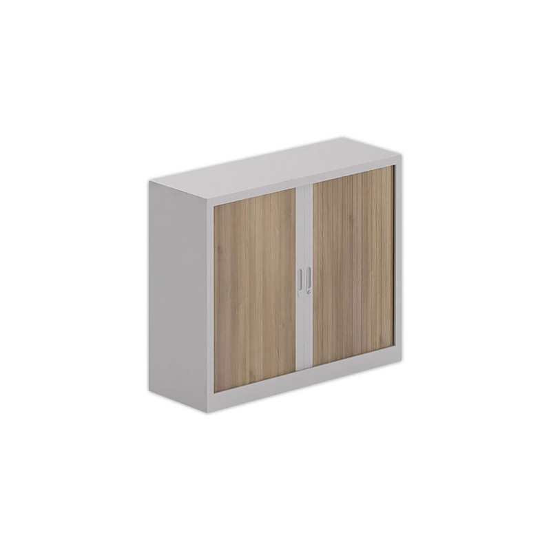 Armoire basse à rideaux 100x120 cm - alu/noyer - Shopdeschefs