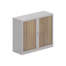 Armoire basse à rideaux 100x120 cm - alu/noyer - Shopdeschefs
