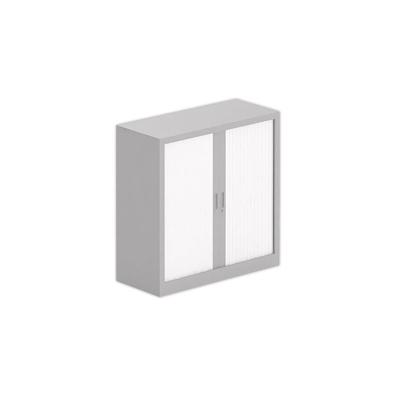 Armoire basse à rideaux métalliques 100 x100 alu / blanc - Shopdeschefs