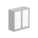 Armoire basse à rideaux métalliques 100 x100 alu / blanc - Shopdeschefs
