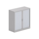 Armoire basse à rideaux métalliques 100 x100 alu / gris - Shopdeschefs
