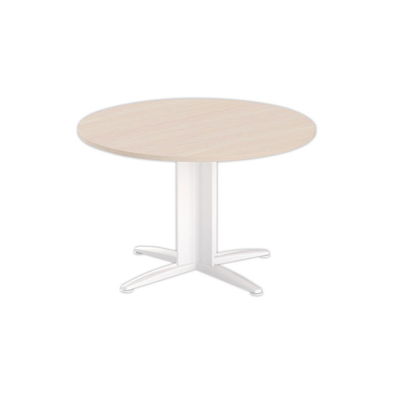 Table réunion ronde diam. 116cm acacia clair/blanc - Shopdeschefs